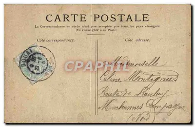 Tarjeta postal antigua Chantilly La Entrada del Castillo — Reverso