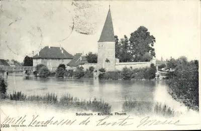 Bilhete postal antigo Solothurn Krumme Thurm