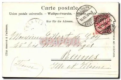Bilhete postal antigo Solothurn Krumme Thurm — Verso