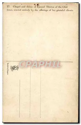 Kapelle und Reliquiare der Seligen Thérèse des Kindes Jesu — Carmel von Lisieux — Nr. 27 — Rückseite