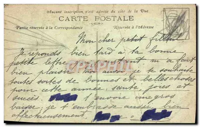 Bilhete postal antigo Barenton Vista Geral — Verso