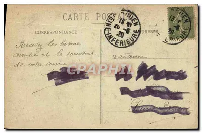 Rouen - Quai de Paris — vue du port avec bateaux et quai — C.V. 418 — Verso