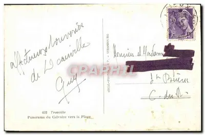 Trouville — Panorama do Calvaire em direção à Praia — editor REAL-PHOTO-A.P. - STRASBOURG, n° 632 — Verso