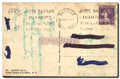 Château Basque et la Rhûne — Biarritz (B.-P.) — Phototypie Marcel Delbosc, Bordeaux — Verso