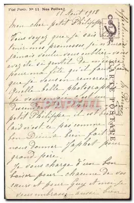 Stara pocztówka Nos poilus Tirailleur senegalais Militaria — Rewers
