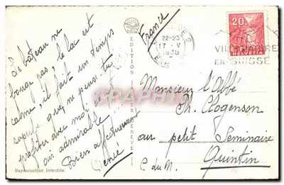 Lausanne — Vista geral e as Alpes — Edição Jäger, n° 7401 — Verso
