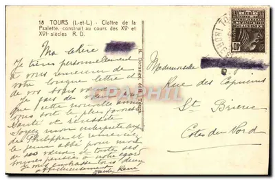 Cloître de la Psalette — Tours (Indre-et-Loire) — editor não identificado — Verso
