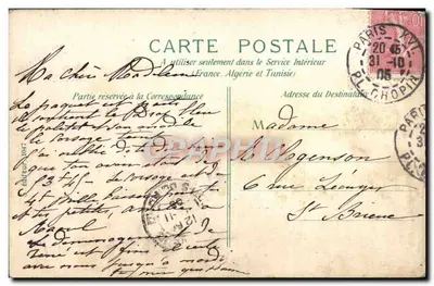 Stara pocztówka Paryż Most Sztuki i Instytutu — Rewers