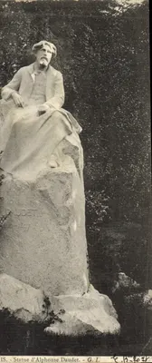 Bilhete postal antigo Paris Estátua de Alphonse Daudet