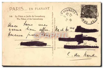 Palácio e Jardim do Luxembourg — Paris — Edições d'Art Yvon — Verso