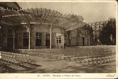 Bilhete postal antigo Vichy Marquise e Teatro do Casino