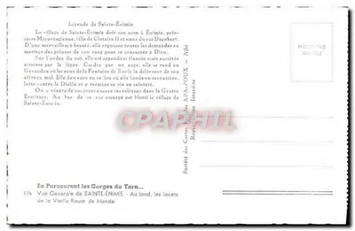 Sainte-Enimie — Ogólny Widok — Société des Cartes Postales APA-POUX, n°174 — Rewers