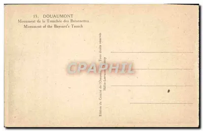Monumento da Tranchée des Bayonnettes — Douaumont — Edição do Comité de l'Osusin, Hélo-Lorraine — Verso