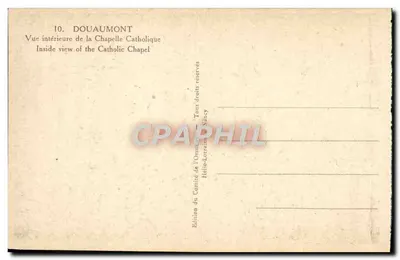 Interior da Capela Católica — Douaumont — Edição do Comitê do Ossuário, Nancy — Verso