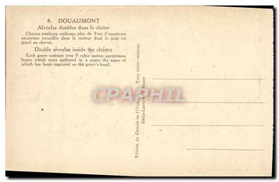 Douaumont — Cripta das Alvéolas — Edição do Comitê do Ossuário, Nancy — Verso