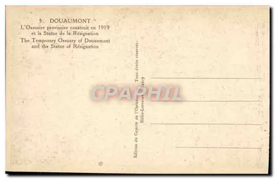 Ossuário de Douaumont — Capela provisória — Edição do Comitê do Ossuário, Nancy — Verso
