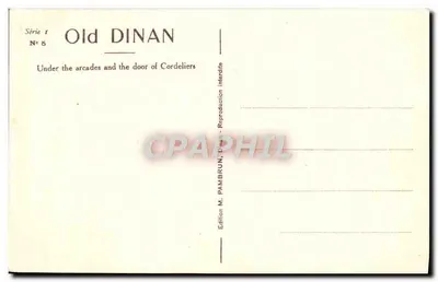 Dinan - Sob os Arcos, a Porta dos Cordeliers — Série 1, N° 5, Edição M. Pambrun, Dinan — Verso