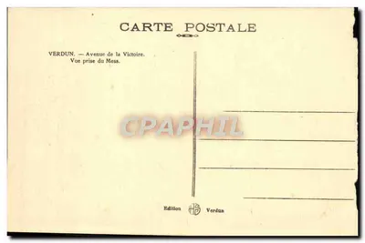 Stara pocztówka Verdun Avenue de la Victoire Widok wykonany z Mess — Rewers