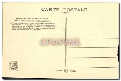 Stara pocztówka Ossuarium i Molo w Douaumont — Militaria — Rewers