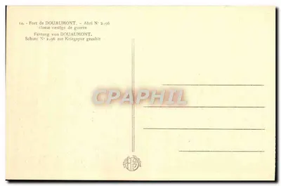 Forte de Douaumont — Abrigo N° 2.96 — Vestígio de guerra — Éditeur Vedrin Tourisme — Verso