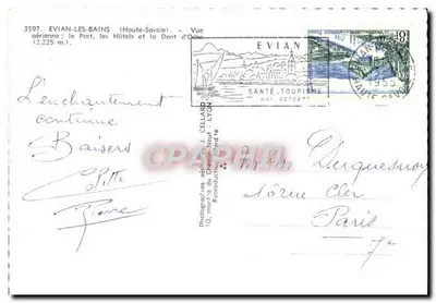 Évian-les-Bains — Widok z lotu ptaka ; Port, Hotele i Szczelina Oche (2.225 m.) — J. Cellard, 3597 — Rewers