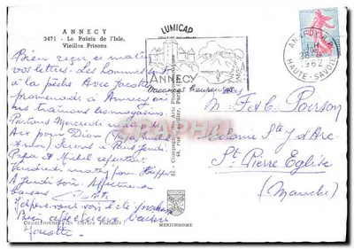 O Palácio da Ilha, Annecy — editor IRIS, n° 3471 — Verso