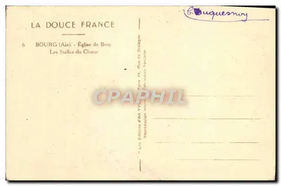 Igreja de Bourg: As cadeiras do Coro — Edições d'Art Yves, Paris — Verso
