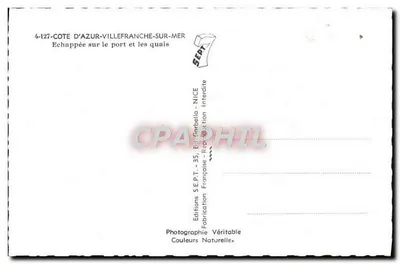 Villefranche-sur-Mer — Porto e docas — Edições S.E.P.T. - NICE — Verso