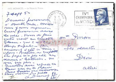 Palácio do Príncipe — Mônaco — Edições 'La Giggnet' — Verso
