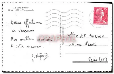 Côte d'Azur — Ogólna wersja — L. Gilletta & Cie, Nice, n°31 bis — Rewers