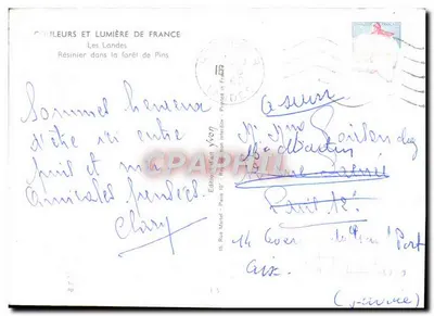 Rozlewacz żywicy w lesie sosnowym — Les Landes — Wydawnictwo Marrel, Paris 10e — Rewers