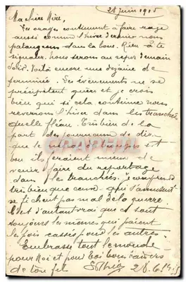 Bilhete postal antigo Clube de Turismo da França 1915 — Verso