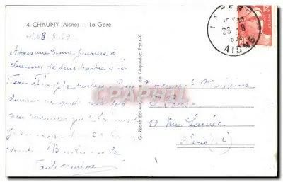 Chauny — A Estação — G. Réant, Paris — Verso