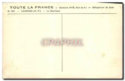 Lourdes — La Basilica — Edizioni Jové, Pau (B.P.) — Verso