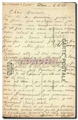Bilhete postal antigo Étain antes da invasão Rue de Metz e Entrada da Cidade Militaria — Verso