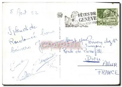 Genève — Vue de La Rade, l'Île Rousseau, le Quai et le Pont du Mont-Blanc — Souvenir de Genève, édition Jäger — Verso