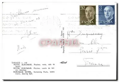Hotel Euromar — Zaraouz, Spagna — Editore: Foto C.A.R. - Zárate — Verso