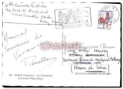 Rodez — Katedra — Społeczność Karcianek Pocztowych A.P.A.-POUX, nr 121 — Rewers