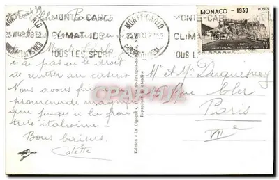 Monte-Carlo - Kasyno i tarasy — Wydawnictwo La Cigogre, n° 1446 — Rewers