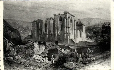Ruínas do Priorado da Enfourchare — DIXMONT (Tenne) — segundo uma gravura do século 17