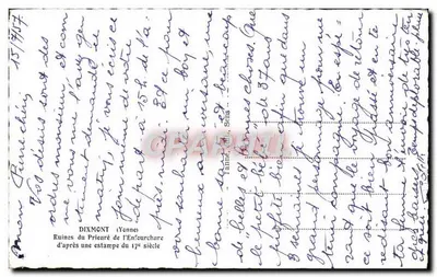 Ruínas do Priorado da Enfourchare — DIXMONT (Tenne) — segundo uma gravura do século 17 — Verso