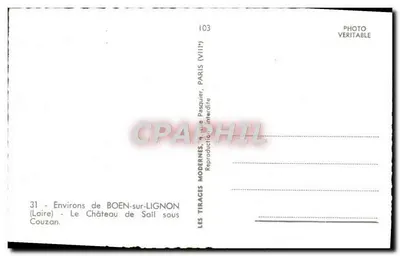Zamek Saïl pod Couzan — okolice Boën-sur-Lignon (Loira) — wydawca: Les Tirages Modernes, Paryż — Rewers