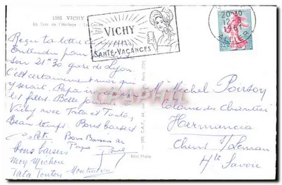 Vichy — Wieża zegarowa, Kasyno, Park — Wydawca C.P.A.P.H.I.L. nr 44 — Rewers