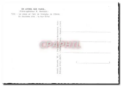 Paryż widok z lotu — Arc de Triomphe i Wieża Eiffla — Wydawnictwo GUY — Rewers