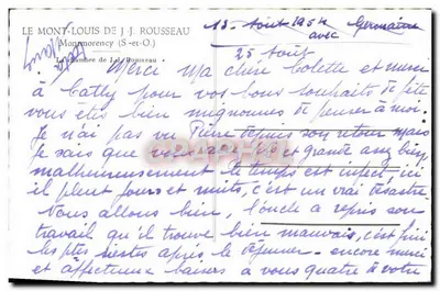 Quarto de J.J. Rousseau — Montmorency (S.-et-O.) — editor desconhecido — Verso