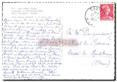 Igreja de Santa Agnês — Fachada — Arq. Michel MAROT, G.P. Roma 1954 — Verso