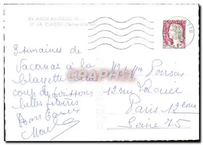 Zamek La Clayette — widok z lotu ptaka — wydawca LAPIE n°17 — Rewers