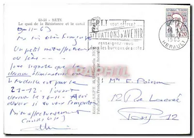 O cais da Resistência e o canal — Sete — Éditions S.E.P.T. n° 63-54 — Verso
