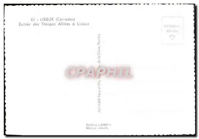 Entrada das Tropas Aliadas em Lisieux — Calvados — Éditions Gaby — Verso