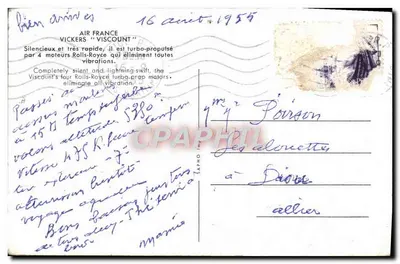 Bilhete postal moderno Air France Vickers Viscount Silencieux Et Tres Rapide Avion — Verso